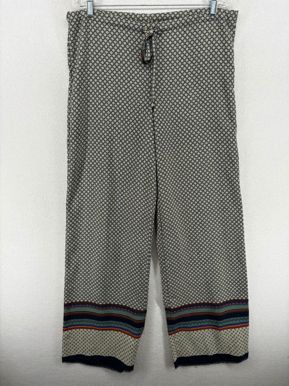POOKIE & SEBASTIAN Pants M Drawstring Wide Leg Lounge Indian Boho Blue